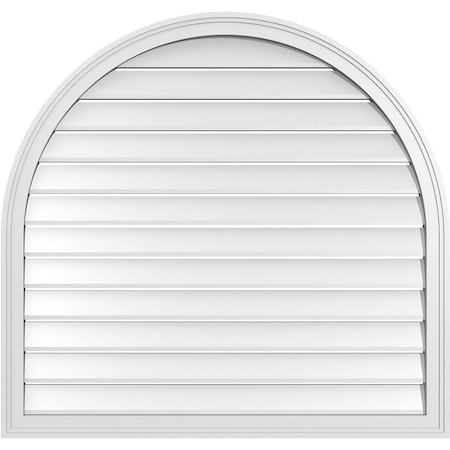 Ekena Millwork Round Top Surface Mount PVC Gable Vent: Functional, w/ 2"W x 1-1/2"P Brickmould Frame, 40"W x 38"H GVPRT40X3802SF